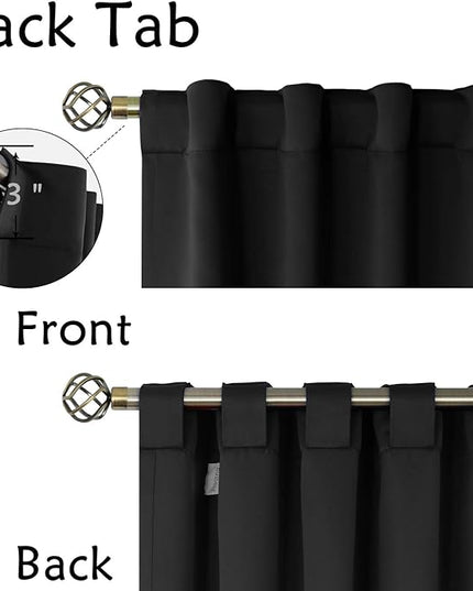 BGment Black Blackout Curtain Blinds - 38 x 40 Inch Thermal Insulated Rod Pocket and Back Tab Blackout Curtains for Kitchen/Home Decor/Bedroom, 2 Window Curtain Panels