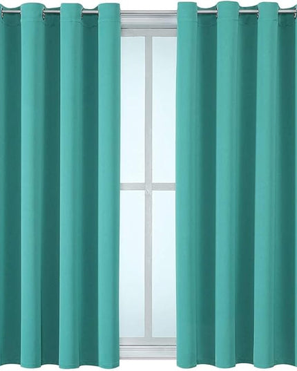 ChrisDowa Grommet Room Darkening Curtains for Bedroom and Living Room - 2 Panels Set Thermal Insulated Blackout Curtains (Teal, 52W x 54L)