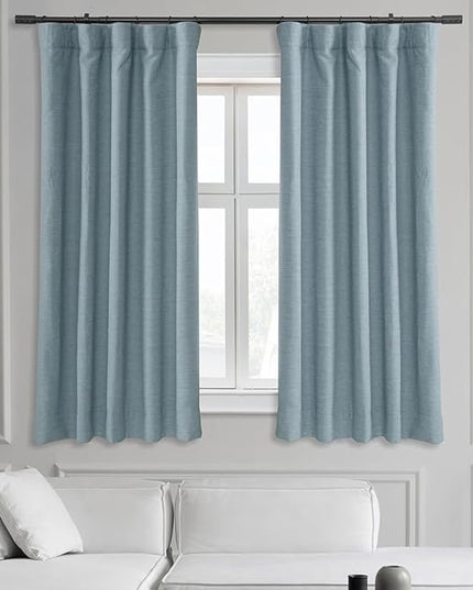 HPD Half Price Drapes Bellino Room Darkening Curtains 63 Inches Long Curtains for Bedroom & Living Room (1 Panel), 50W x 63L, Gulf Blue