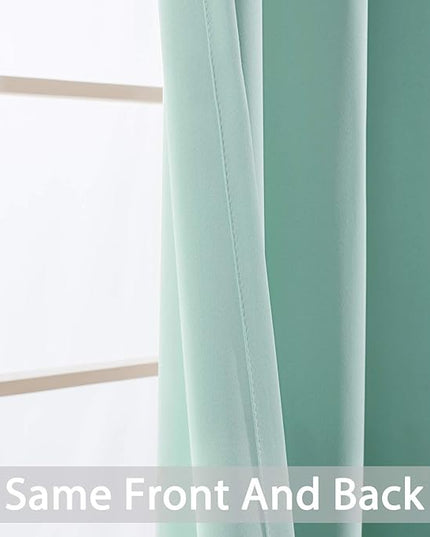 Yakamok Blackout Curtains Room Darkening Thermal Insulated Grommet top Window Curtains for Living Room, 52 x 108Inch, Aqua, Set of 2