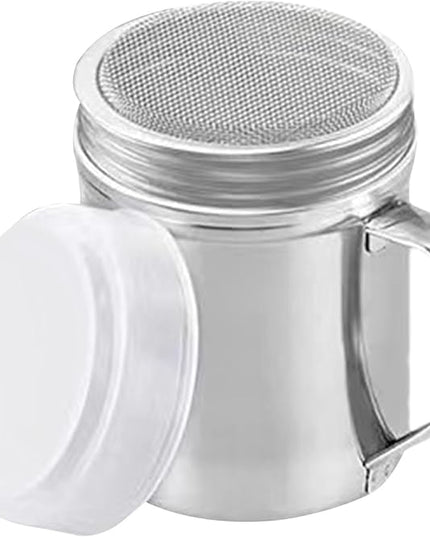 Powder Shaker Stainless Steel | Sturdy Salt Dispenser With Dust-Proof Lid,Container Jar With Handle, Kitchen Utensils & Gadgets For Baking Camping Travel, Companion Table Coffee Sugar Flour