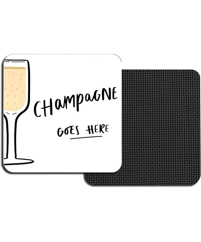 Square Champagne Coasters for Drinks, Funny Drink Coasters Set of 2, Champagnes Coaster for Home Office Table Kitchen Desk Decor Wine Bar, Birthday Gifts for Women Men Mom Champagne Lover