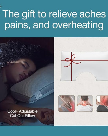 Coop Home Goods Cool+ Cut-Out Adjustable Pillow King with Cooling Gel & Shoulder Cut-Out for Head Support, Side Sleeper Pillow, Neck Support for Sleeping, CertiPUR-US/GREENGUARD Gold