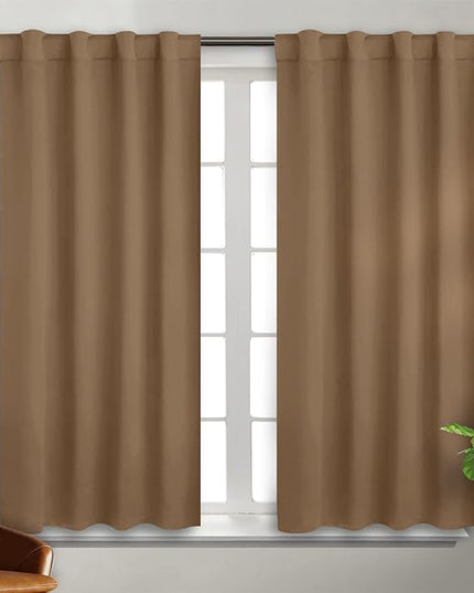 BGment Rod Pocket and Back Tab Blackout Curtains for Bedroom - Thermal Insulated Room Darkening Curtains for Living Room, 2 Window Curtain Panels (38 x 54 Inch, Taupe)