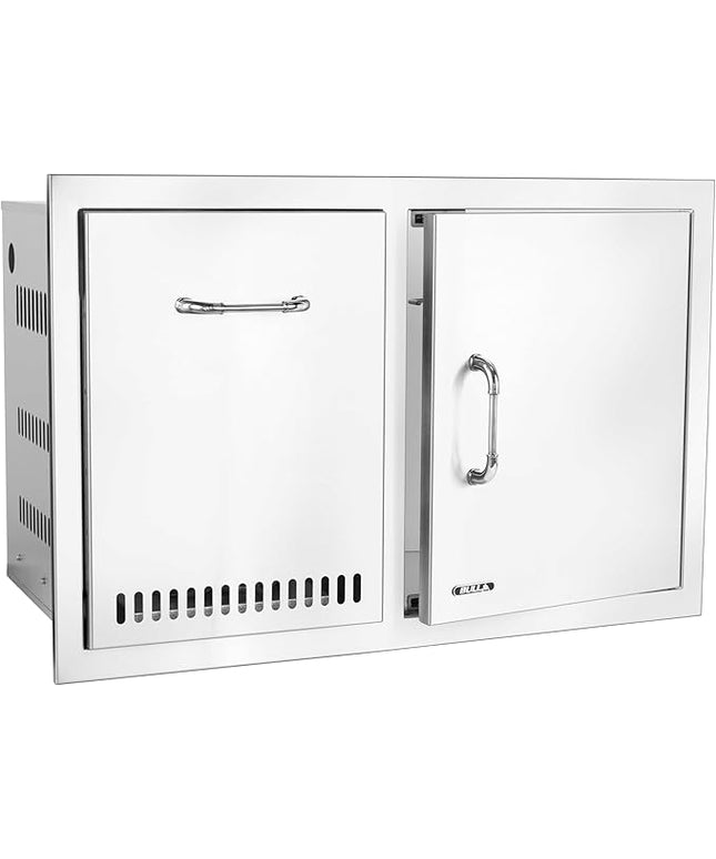 Bull Outdoor Products Premium Components for Outdoor Kitchen BBQ Island Door/Propane Drawer Combo with Reveal