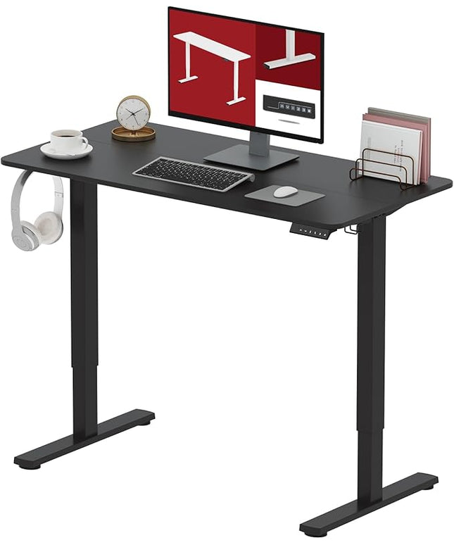 SANODESK Electric Standing Desk 40x24 Inch Height Adjustable Stand Up Desk Home Office Computer Workstation Sit Stand Home Office Desk with Splice Board (Black Frame + Black Top)