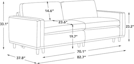 CHITA Super Large Luxury Loveseat Sectional Modular Sofa, Down Filled Modern Sofa, Deep Seat Comfty Cloud Couch, 83 inch Width, 2 Seat Couch, Solid Wood Leg, Linen