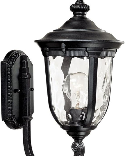 John Timberland Bellagio European Outdoor Wall Light Fixture Texturized Black Upbridge 16 1/2" Hammered Glass for Exterior House Porch Patio Outside Deck Garage Yard Front Door Garden Home
