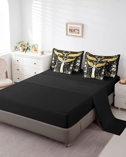 Feelyou Sun and Moon Kids Comforter Set 7pcs, Constellation Galaxy Bed Set Full for Boys Girl, Andromeda Boho Bedding with 1 Comforter,1 Fitted Sheet,1 Flat Sheet,2 Pillowcases,2 Throw Pillow Cover