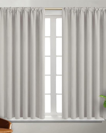 BGment Rod Pocket and Back Tab Blackout Curtains for Bedroom - Thermal Insulated Room Darkening Curtains for Living Room, 2 Window Curtain Panels (52 x 54 Inch, Natural Camel)
