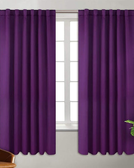 BGment Rod Pocket and Back Tab Blackout Curtains for Bedroom - Thermal Insulated Room Darkening Curtains for Living Room, 2 Window Curtain Panels (52 x 72 inch, Purple)