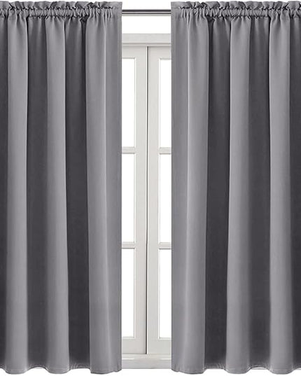 DWCN Grey Room Darkening Blackout Curtains - Thermal Insulated Privacy Energy Saving Window Curtain Drapes 52 x 54 inch Length, Set of 2 Bedroom Living Room Curtains