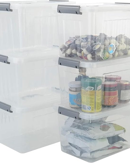 10 L Clear Plastic Storage Box, 6-Pack Storage Latch Box