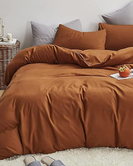CLOTHKNOW Pumpkin Twin/Twin XL Comforter Set 3Pcs Caramel Brown Bedding Comforter Sets Soft Terracotta Comforters Rust Comforter with 2 x Pillow Cases