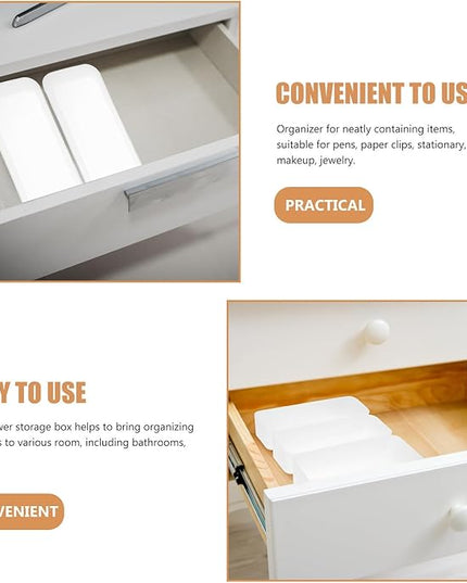 Drawer Divider Tray Organizer Bin Plastic Desktop Storage Holder with Built-In Compartments for Makeup and Kitchen Drawer Organization,