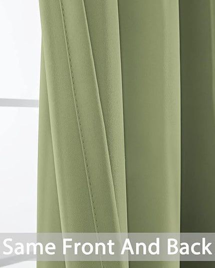 Yakamok Room Darkening Blackout Curtains for Bedroom,Thermal Insulated Grommet Top Light Blocking Window Drapes for Living Room,42W x 72L,Sage Green,2 Panels