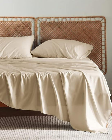 Bedsure Full Size Bed Sheets, Cooling Sheets, Rayon Derived from Bamboo, Breathable & Soft, Deep Pocket Up to 16 Inches, Hotel Luxury Silky Bedding for Hot Sleepers, Beige