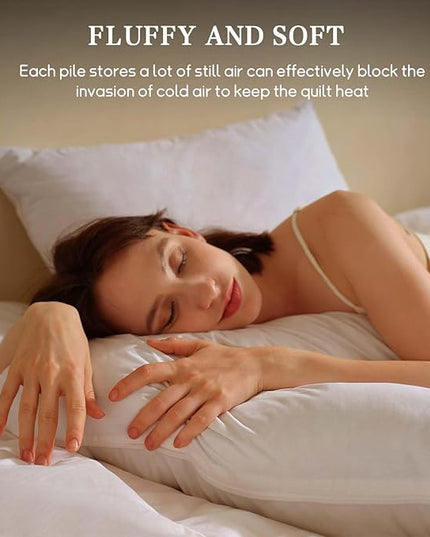 BHZ Goose Down Feather Pillows Queen Size Set of 4, Luxury Hotel Alternative Collection Bed Pillows for Sleeping Firm Soft Support for Side & Back Sleepers, White