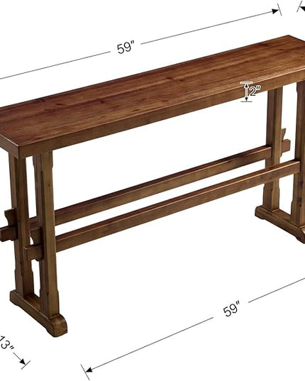 chairus 59" Long Console Table Farmhouse Narrow Sofa Table with Crossbar Solid Wood Entryway Table for Living Room/Hallway/Entrance, Walnut