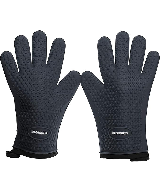 KITCHEN PERFECTION S Silicone Smoker Oven Gloves -Extreme Heat Resistant BBQ Gloves -Handle Hot Food Right on Your Grill Fryer Pit|Waterproof Oven Mitts |Superior Value Set+3 Bonuses
