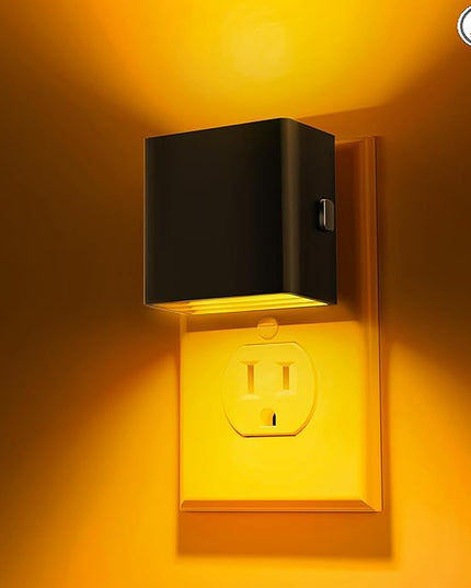 L LOHAS LED Night Light,Night Lights Plug into Wall,[2-Pack] Dimmable Night Light with Light Sensor,1800K Amber Light,Modern Nightlight for Bathroom Hallway Kitchen