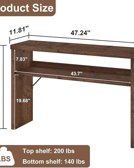 BON AUGURE Entryway Table, Console Table Behind Couch, Wood Sofa Tables with Shelf for Living Room, Farmhouse Entry Tables for Hallway Foyer (Rustic Oak, 47 Inches)