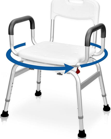 Sangohe Shower Chair for Inside Shower - 360⁰ Swivel Shower Chair - Heavy Duty Shower Seat with Back - Shower Chair for Bathtub with Arms for Handicap - Shower Seats for Elderly, 788A