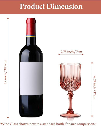 XUWAIDSGN 48 Pcs 7oz Plastic Vintage Wine Glasses Drinking Glasses Unbreakable Wedding Glassware Crystal Water Goblets Reusable Drinkware Vintage Champagne Flutes (48, Rose Gold)
