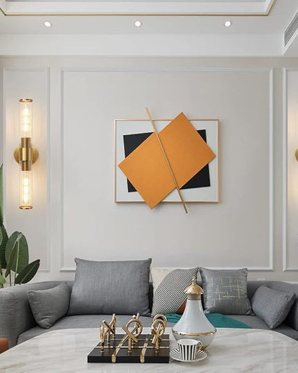 Bathroom Light Fixtures, Gold Wall Sconce in Threaded Glass Indoor Wall Sconces, Modern Bathroom Vanity Light Up and Down Sconces Wall Lighting for Living Room, Hallway - Bulb Not Included