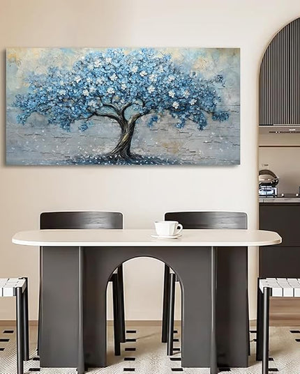 Wapluam Living Room Vintage Wall Art Large Canvas Wall Decor Art For Bedroom Office Decorations Blue Tree Wall Paintings Abstract Wall Pictures Artwork Ready To Hang Modern Farmhouse Home Wall Decor