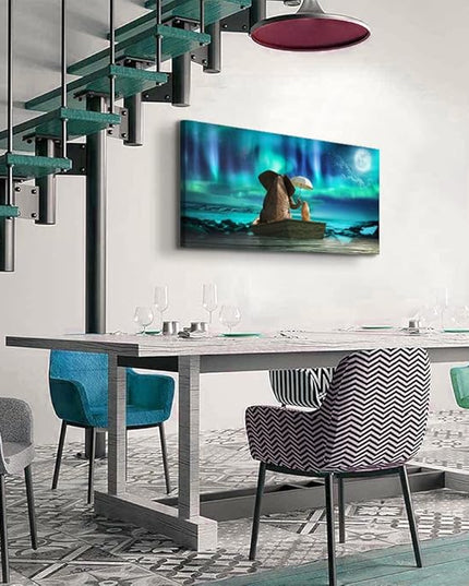 Canvas Wall Art For Living Room Large Size Fashion Wall Decorations For Bedroom Modern Office Wall Decor Painting Aurora Scenery Elephant Pictures Artwork Room Canvas Art Prints Bathroom Home Decor