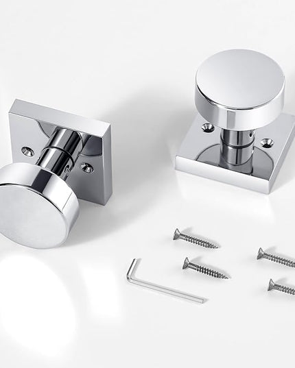 4 Pack Polished Chrome Dummy Door Knobs Interior, Polished Chrome Door Knob for Closet Doors, Modern Round Dummy Door Handles for Bifold Doors