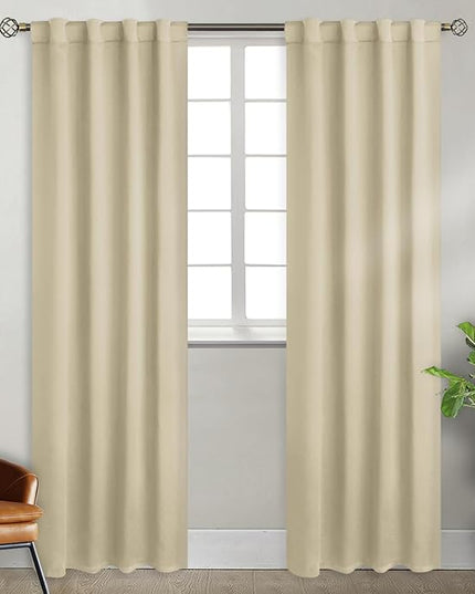 BGment Beige Room Darkening Curtains 84 inch Length - Rod Pocket and Back Tab Thermal Insulated Curtains for Bedroom/Living Room, 2 Panels Set, 38 x 84 Inch