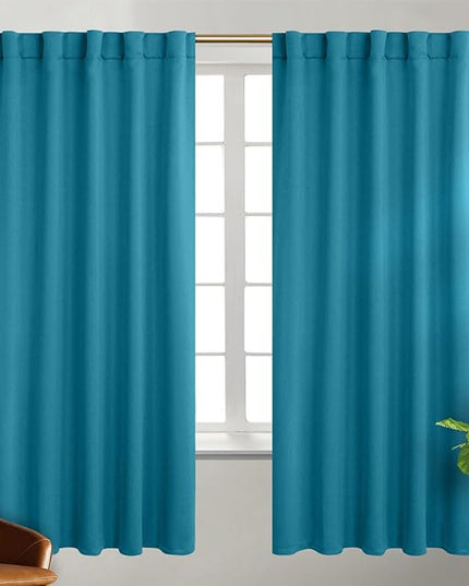 BGment Rod Pocket and Back Tab Blackout Curtains for Bedroom - Thermal Insulated Room Darkening Curtains for Living Room, 2 Window Curtain Panels (42 x 72 Inch, Peacock Blue)