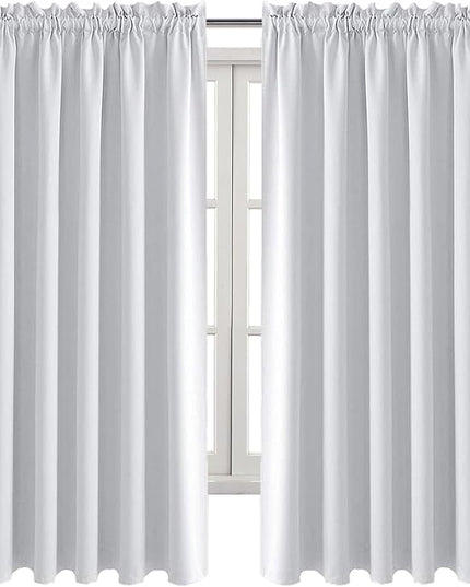 DWCN Blackout Curtains for Bedroom – Rod Pocket Thermal Insulated Noise Reducing Noise Reducing Drapes for Living Room, W 60 x L 63 Inch, 2 Panels, Greyish White