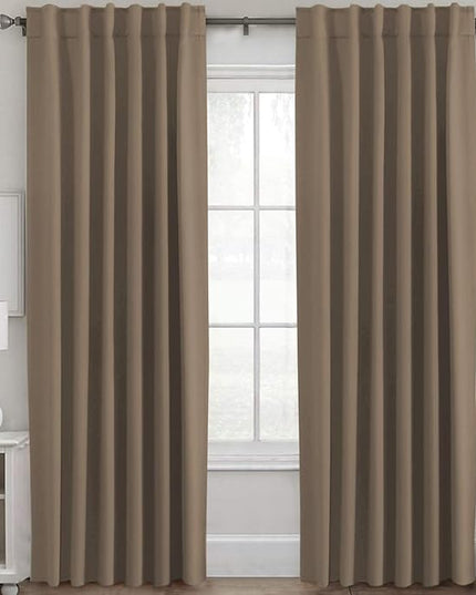 H.VERSAILTEX Blackout Curtains Thermal Insulated Window Treatment Panels Room Darkening Blackout Drapes for Living Room Back Tab/Rod Pocket Bedroom Draperies (2 Panels, Macchiato, 52 x 84 Inch)