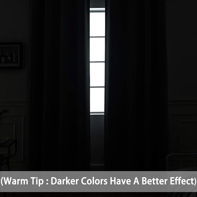 Yakamok Gray Blackout Curtains Panels Room Darkening Thermal Insulated Drapes with 8 Grommet, 2 Tie Backs Included (Grey, 52" Wide x 63" Long Each Panel, One Pair)