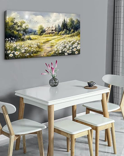 ERQINHUA Large Wall Art For Living Room Canvas Wall Decor For Bedroom Field Scenery Flower Watercolour Painting Office Decorations Stretched And Framed Wall Pictures Artwork Home Decor 20"X40"