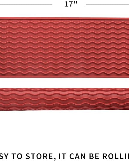 Silicone Dish Drying Mat for Multiple Usage,Easy clean,Eco-friendly,Heat-resistant Silicone Mat for Kitchen Counter,Sink,Bar,Bottle,or Cup Red M 17 inches x 6 inches