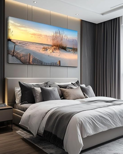 Canvas Wall Art For Living Room Seaview Sand Dunes Seagrass Landscapes Large Size Wall Decor Ready To Hang Home Decorations Bedroom Kitchen Inspirational Canvas Prints Posters Painting Mural Artwork