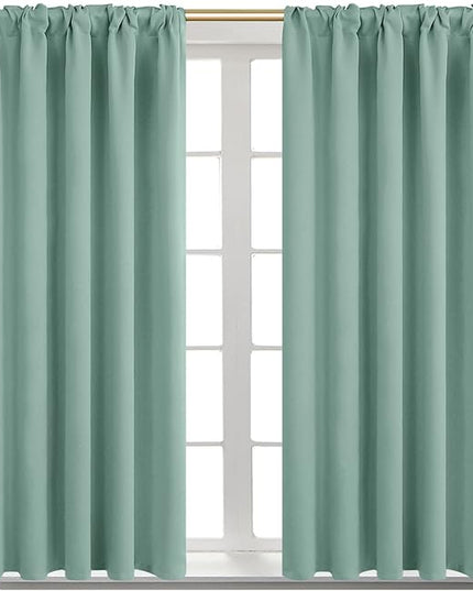 BGment Window Curtains for Bedroom - 54 Inch Rod Pocket and Back Tab Thermal Insulated Room Darkening Curtains for Living Room, 2 Curtain Panels (38 x 54 Inch, Frosty Green)