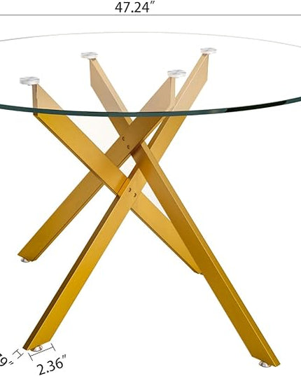 HomVent 3 Piece Round Glass Dining Table Set, Tempered Glass Dinner Table Set for 2 Kitchen Table Set with 2 Velvet Upholstered Chairs for Kitchen Dining Room