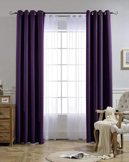 NICETOWN Insulated Curtains Blackout Draperies - Window Treatment Royal Purple Blackout Eyelet Top Curtains/Panels for Bedroom/Living Room Window, 95 inches Long, 2 Panel Set