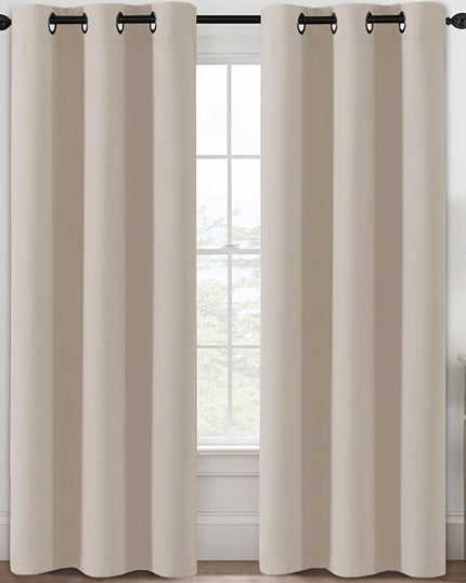 H.VERSAILTEX Blackout Curtains for Bedroom Thermal Insulated Room Darkening Living Room Curtains 84 Inch Long Grommet Privacy Protection Window Curtain Panels/Drapes for Nursery, 2 Panels, Fog