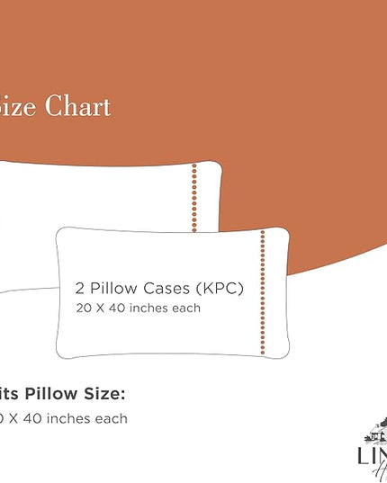 Linen Home 100% Cotton Percale Pearl Stitch Pillowcases King Size, Peach, 2 Pieces of Pillow Case, Crisp and Cool Strong Bed Linen, 20 inches X 40 inches