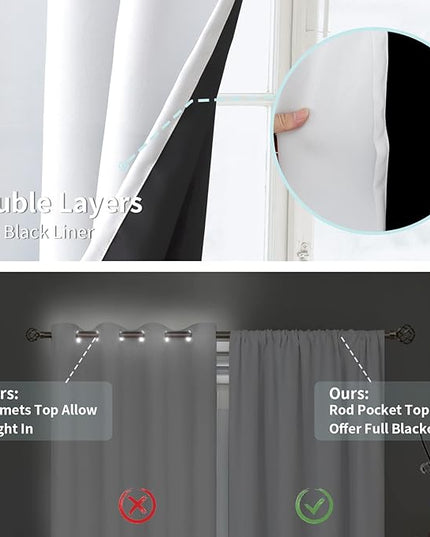 BGment White Blackout Curtains for Living Room 95 Inches Length, Extra Long 2 Panels Window Curtains Thermal Insulated Soundproof Heavy Soft Room Darkening Curtains with Rod Pocket, Each Panel 55 Wide