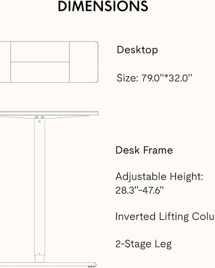 SANODESK Electric Standing Desk 79x32 Inch Height Adjustable Stand Up Desk Home Office Computer Workstation Sit Stand Home Office Desk with Splice Board (Black Frame + Black Top)