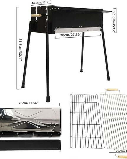 DYRABREST Barbecue Charcoal Grill 28" Large Folding Portable BBQ Grills Stainless Steel Outdoor Cooking Barbecue Grill Tool Kits Yakitori Grill for 8 People Patio Backyard Garden Camping Hiking