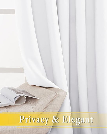 NICETOWN Sliding Door Curtain Window Treatment for Living Room, Energy Smart Thermal Insulated Extra Wide Solid Blackout Curtains/Drapes for Patio Door (Pure White, W80 x L84)