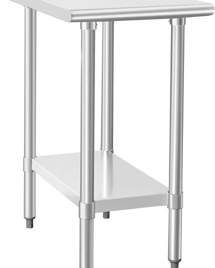 HARDURA Stainless Steel Table 30X18 Inches with Undershelf and Galvanized Legs NSF Heavy Duty Commercial Prep Work Table for Restaurant Kitchen Home and Hotel
